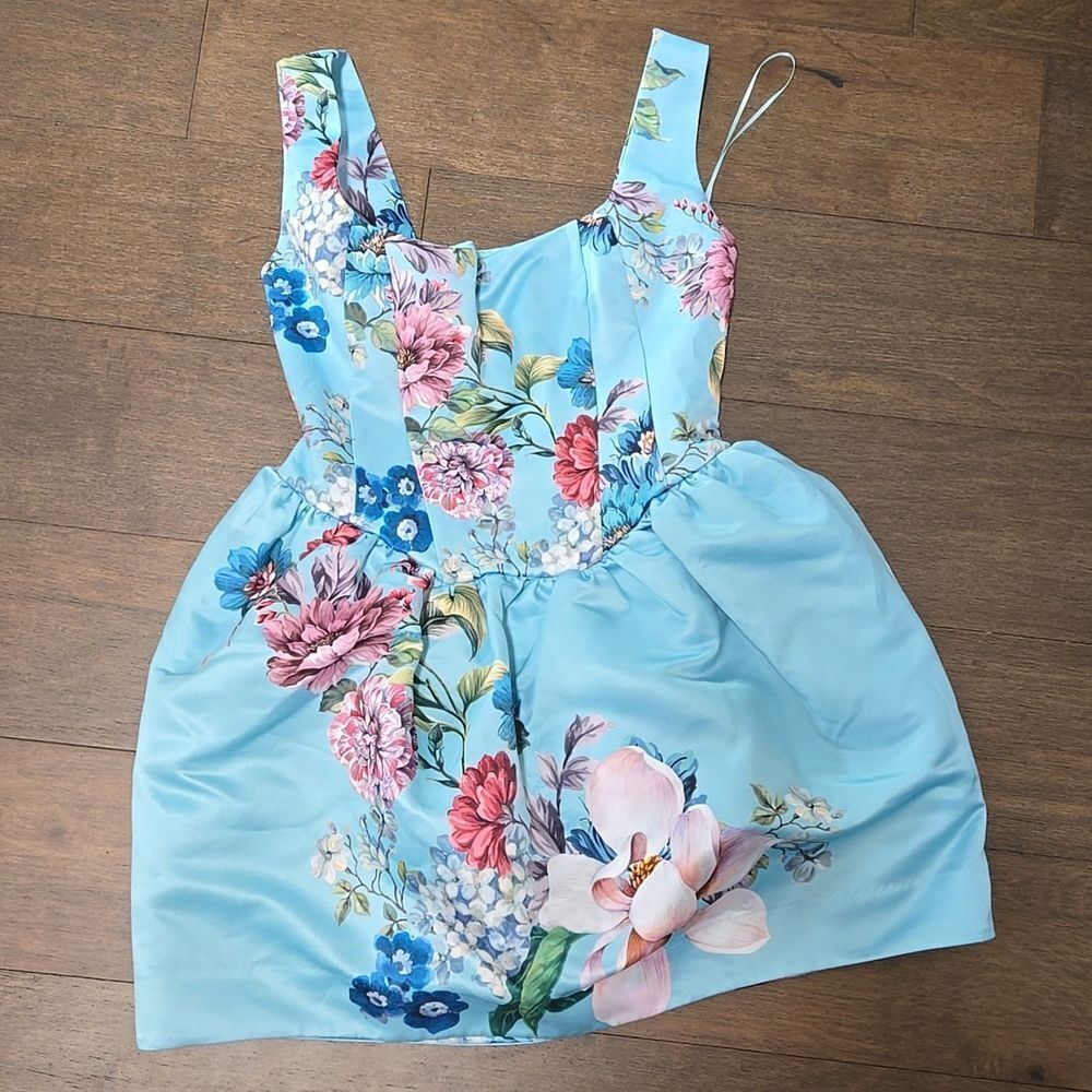 ANTHROPOLOGIE Maeve Floral Satin Dress size M 8 10 - Picture 8 of 11